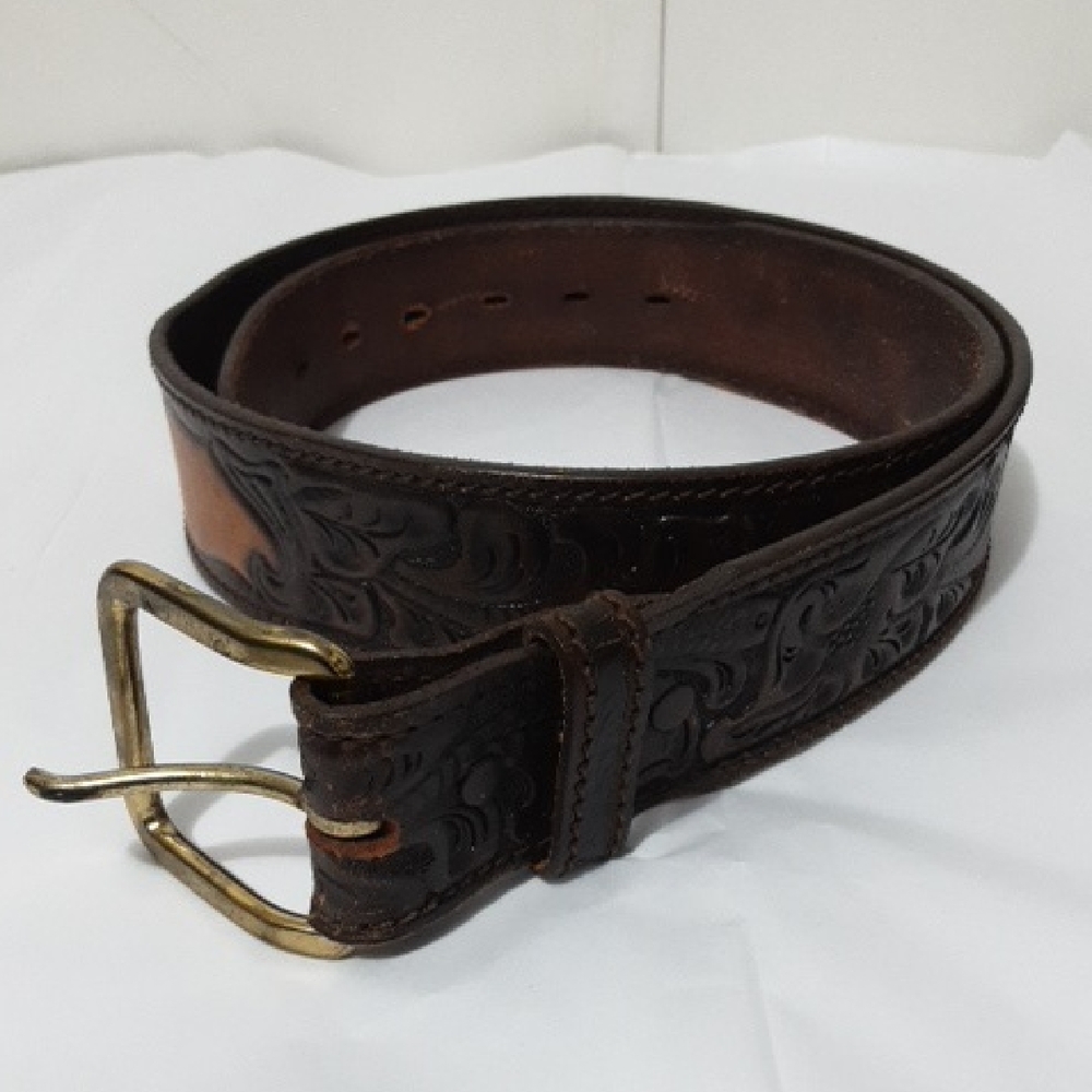 Chambers Brown‎ Embossed Leather Western Belt